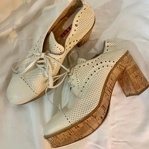 PRADA vintage white cork platform . Retro
